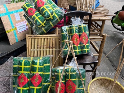 Set mô hình bánh chưng bánh tét mút xốp BIGSIZE [Gồm 01 chưng+ 02 tét] ĐK 40-50cm CHUNGTET-04